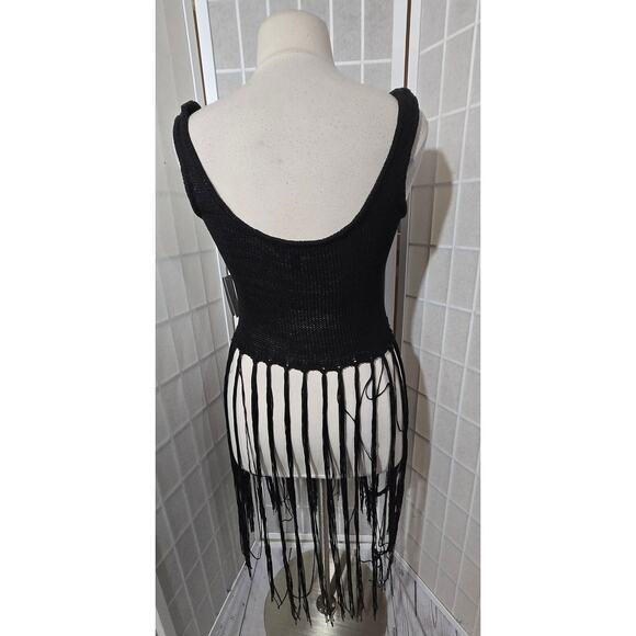 NWT Eloquii Black Crochet Strappy Fringe Sweater Tank Top Plus Size: 14/16 - Picture 6 of 6